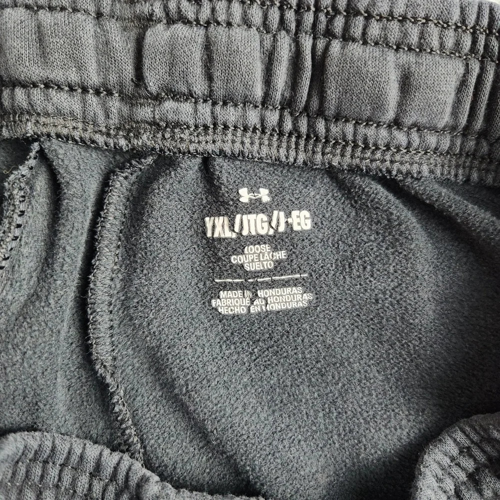Under Armour Jogger Sweatpants Youth XL Black Graphic Logo Loose Fit Drawstring